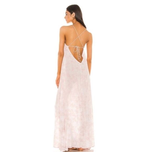 Tiare Hawaii Romantic Tie Dye Maxi Dress Day Dream Crisscross in Pale Pink S/M - Picture 2 of 9
